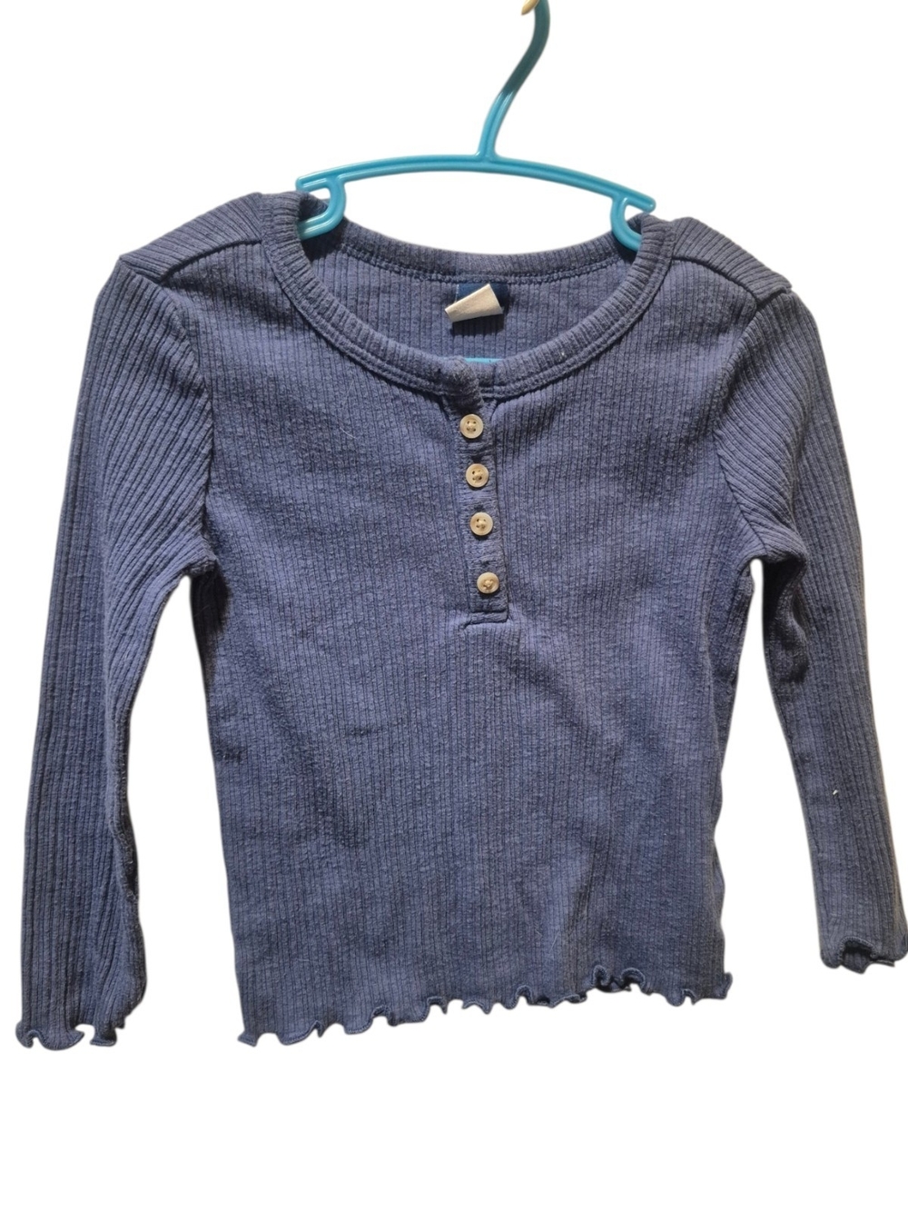 Joe Fresh Girls' Ribbed Henley Top - Navy Blue